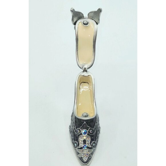 Perry Borrelli High Heel Shoe Trinket Box Rhinestones, enameled & Hinged Lid - Picture 5 of 6
